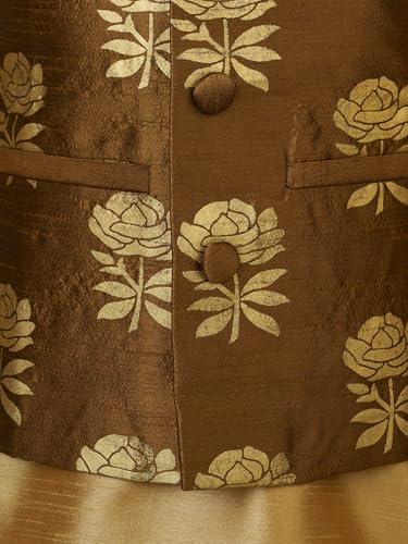 Image of JBN Creation Boys' Silk Blend Nehru Jacket || Banarasi Brocade Woven Jacquard Modi /Nehru Jacket || Ethnic Wear for Festivals, Weddings