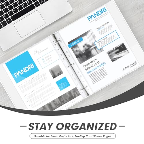 3 Ring Binders, PANDRI 6 Pack 1-Inch Binder Fits Letter Size 8.5'' x 11'' Paper, Versatile Binders for Office Home School, 2 Pockets, White - Image 5