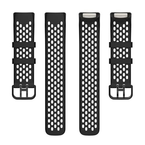 Image of Bands Compatible with Fitbit Charge 5, Air Holes Design Silicone Sport Band Strap for Fitbit Charge 6 / Charge 5 with TPU Clear Screen Protector Case