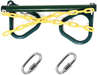 Child Heavy Duty Steel Trapeze Bar with Rings Plastic Coated Chains Swing Set for Outdoor Playground Outdoor Ring Swing