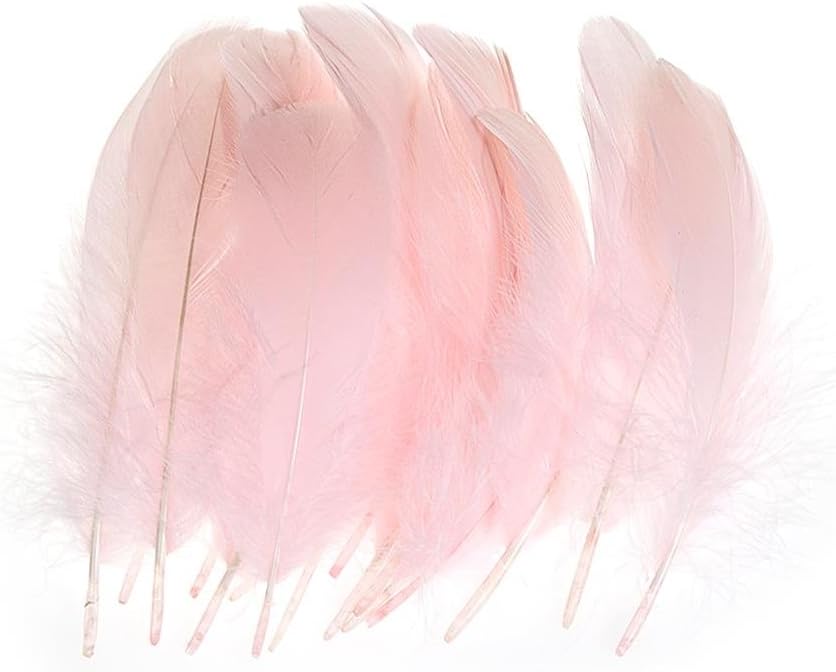 AWAYTR 100 Pcs Nature Goose Feathers for DIY Craft Wedding Home Party Decorations (Light Pink)