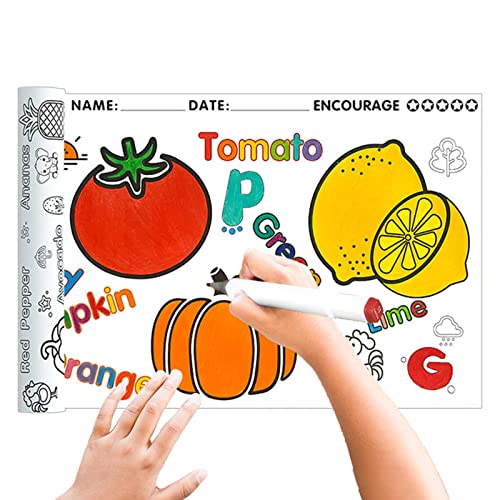 Rolo para Colorir,Colorir Educacional Instrucional para Crianças - Rolo Pintura Frutas Vegetais Para