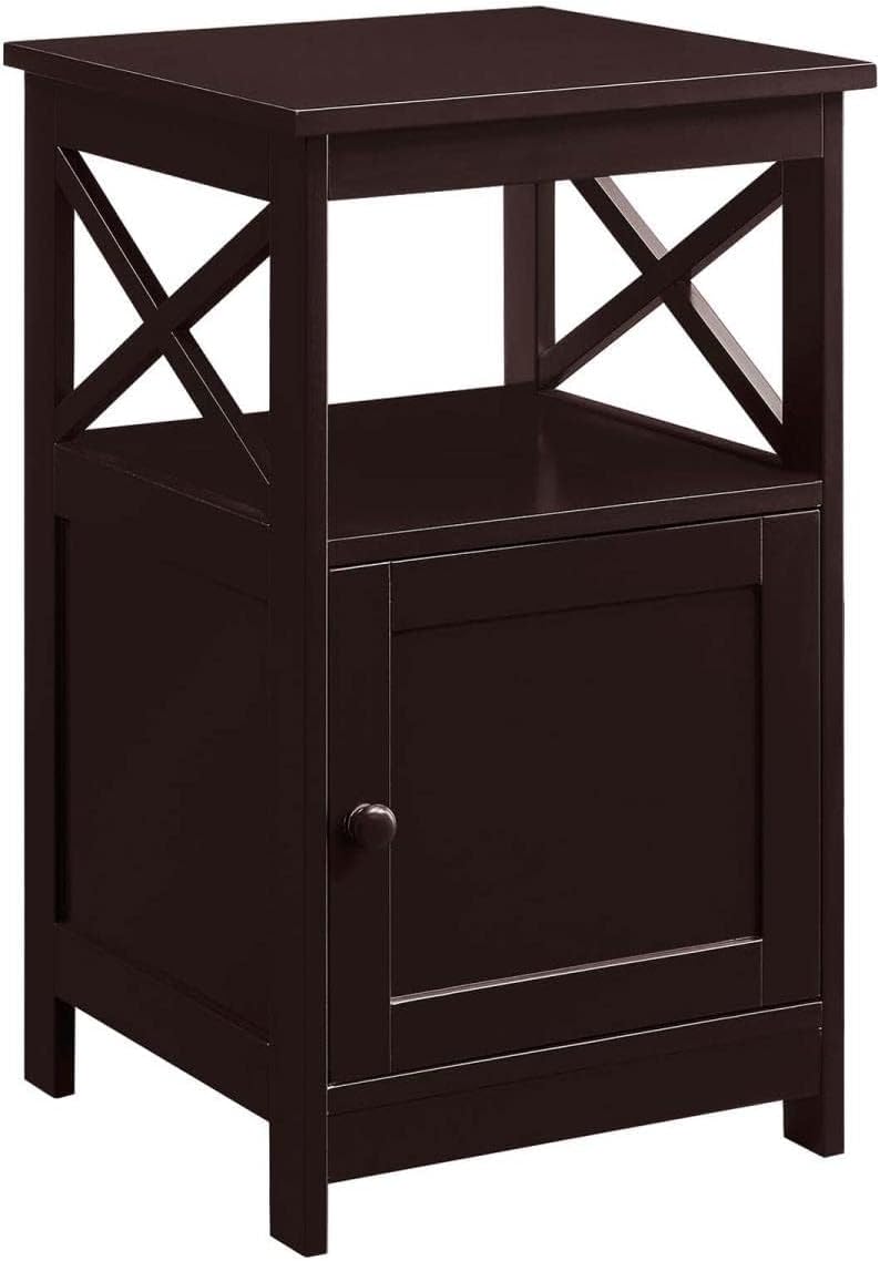 Convenience Concepts Oxford End Table with Storage Cabinet and Shelf, Espresso