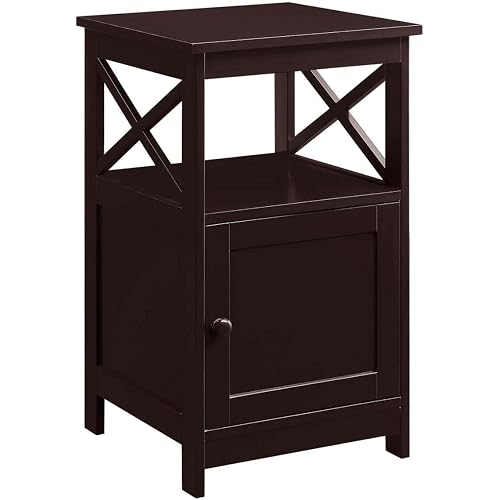 Convenience Concepts Oxford End Table with Storage Cabinet and Shelf, Espresso