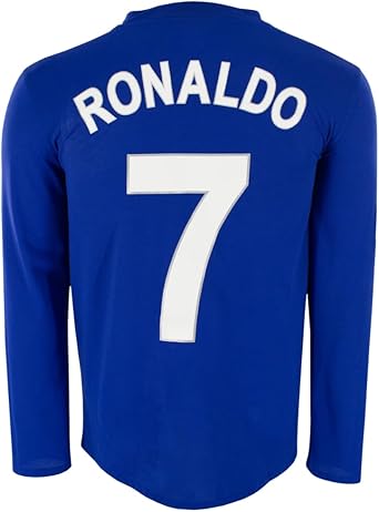 Ronaldo #7 Man U Long Sleeve Blue 07/08 Soccer Jersey for Men Fan Version
