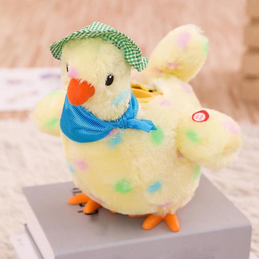 Generic Bambola di Peluche Elettrica, Animale di Peluche, Giocattolo Musicale, Deposizione di Uova, Luce LED, Movimento Danzante con Suono, per Bambini, Ideal, Giallo