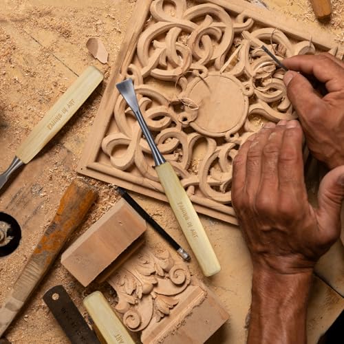 image for Falling in Art 12Pcs Wooden Carving Chisel Set, Long Handle Woodworkin