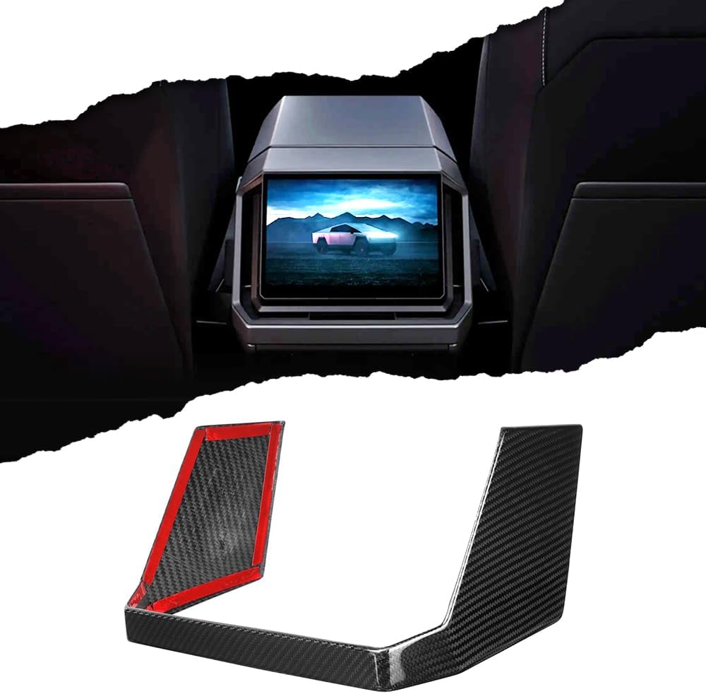 Carbon Fiber Rear Infotainment Cover for Tesla Cybertruck 2024 2025,for Cyberbeast Rear Touchscreen Frame Trim (Matte Screen Cover)
