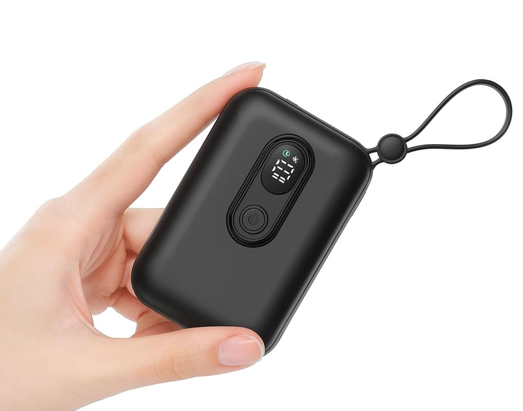 Power Bank 10000mAh | 22.5W Super Fast Charger with LED Screen | Inbuilt Cable & Dual Output for All Smartphones_Black-image-0