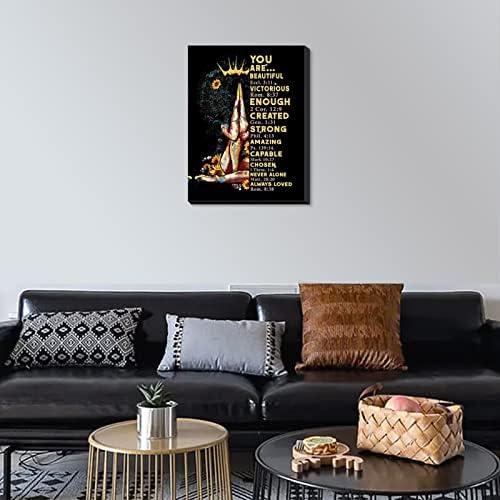 VOVNOR Black King and Queen Wall Art Decor Framed Canvas Love Couples African American Men Portrait Print Poster Decor Abstract Paintings Art Pictures for Bedroom Home Office Living Room12*16in