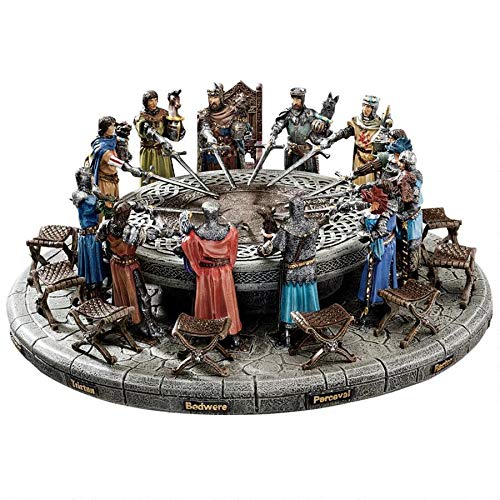 Design Toscano King Arthur And The Knights Of The Round Table Medieval Statue Set Includes 12 Knights, 12 Chairs And Table Display , 13 Inch, Polyresin, Full Color #TOP6