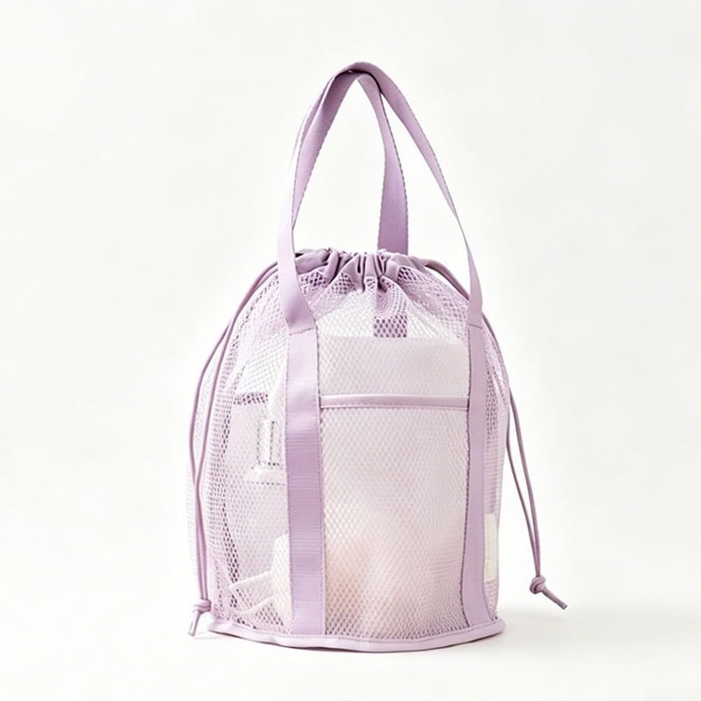 Borsa da spiaggia pieghevole in rete grande organizer da viaggio impermeabile per nuoto palestra 48 x 39 cm (misterioso nero A)