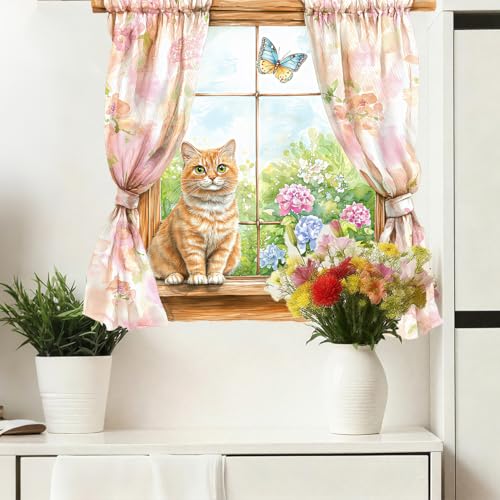 Vinilo Decorativo de Pared Gato Amarillo Impermeable 60x60 cm miniatura 2