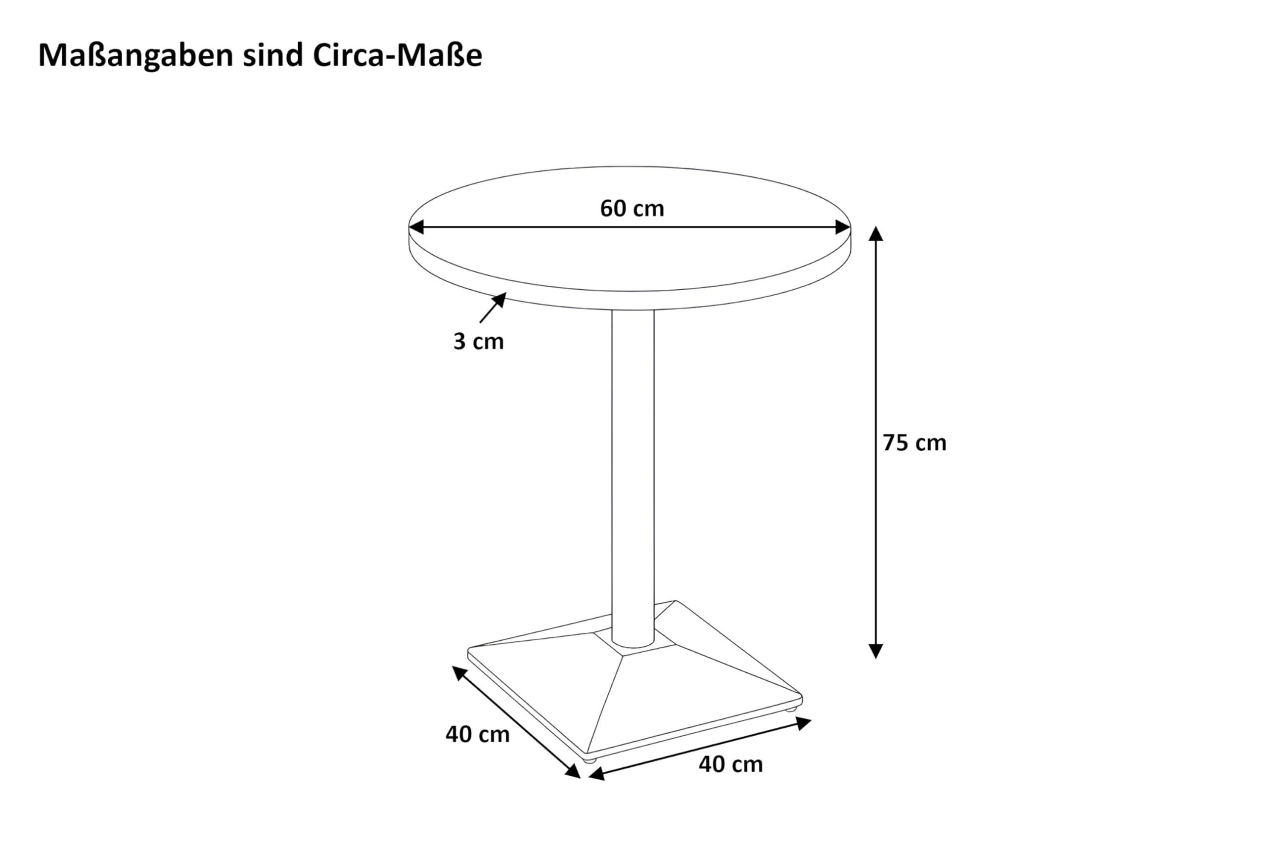 SAM Bistrotisch Joan Ø 60 cm Eiche rund Säulengestell eckig Silber