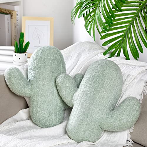 Image of Namalu 2 Pcs 16 Inch Cactus Shape Pillow 3D Throw Pillow for Plant Lovers Plush Cactus Decorative Pillows Sofa Office Bed Cushion for Christmas Couch Sofa Home Decor