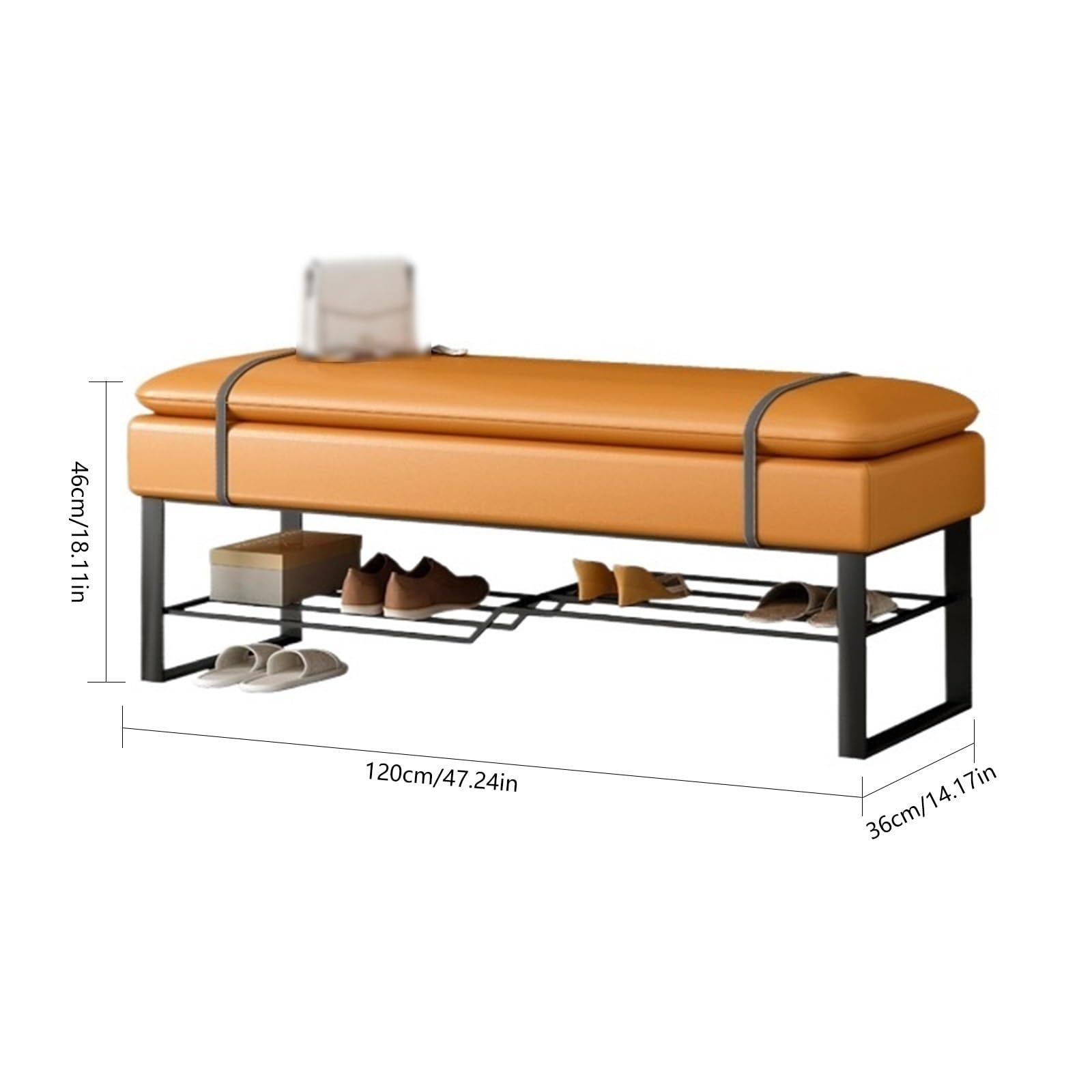 RENEESME Foot Stool for Bed Bedside Bench with Shoe Rack, Modern Upholstered Bedroom Bench Indoor Bench for Entrance Living Room Bedroom Dining Room Bed Step Stools for High Beds(Blue)