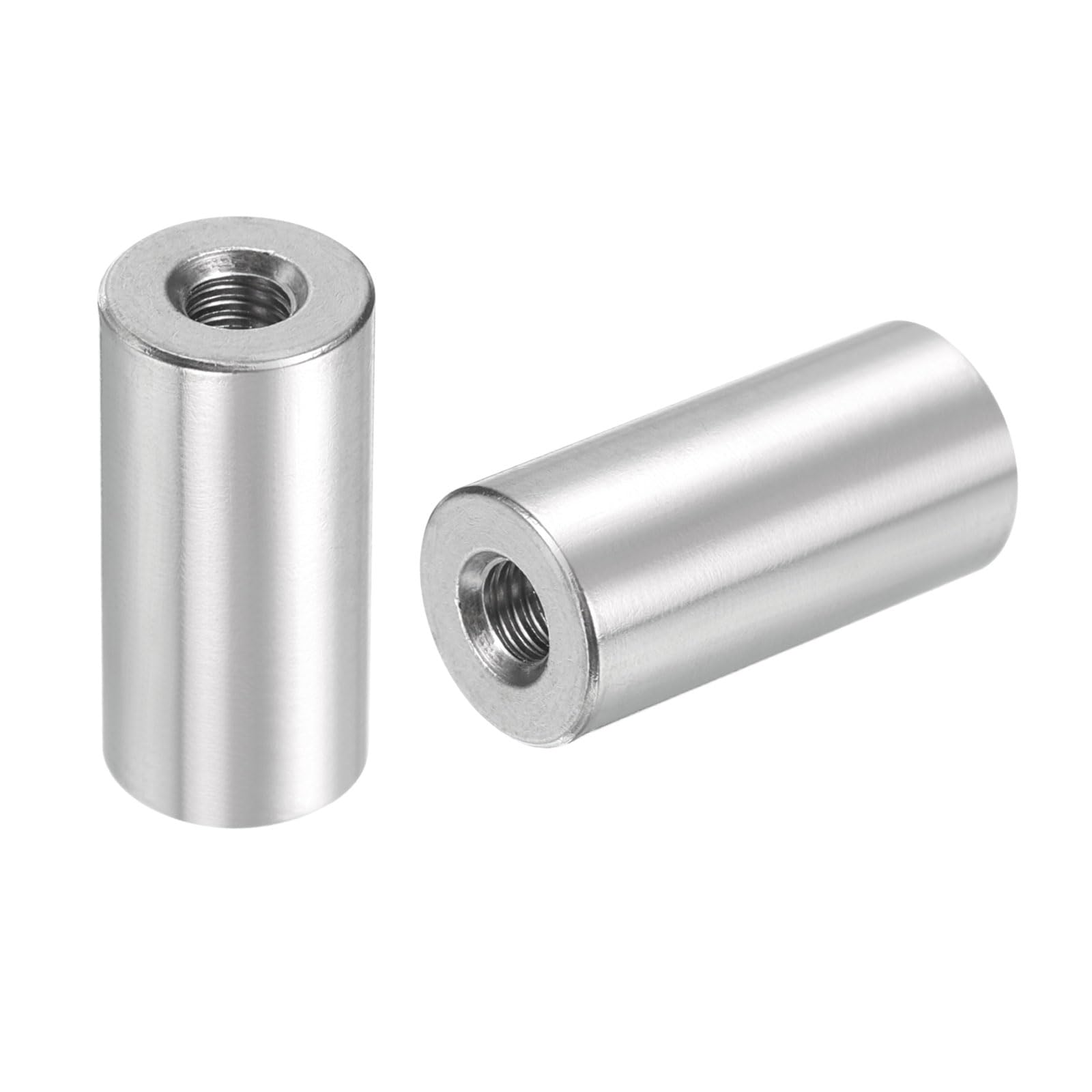 uxcell 10Pcs M5 Round Connector Nuts, 304 Stainless Steel Coupling Nut 25mm/0.98" Length Sleeve Rod Bar Stud Nut for Bracket, M5x25x12mm