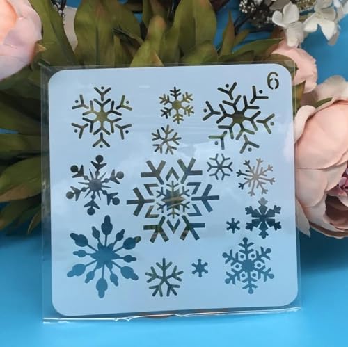 Plantillas reutilizables de 13 x 13 cm, diseño de copo de nieve, para manualidades, pared, lienzo, muebles, álbumes de recortes, decoración del hogar