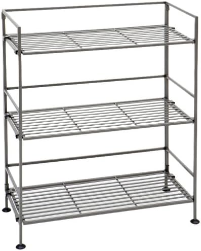 Seville Classics Iron Slat Tower Shelving, 3-Tier (Pewter)