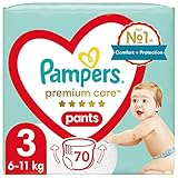 Pampers Pannolini Pannolino Taglia 3 (6-10 kg), cura Premium, 70 pezzi per la pelle del bambino, pannolini facili da indossare