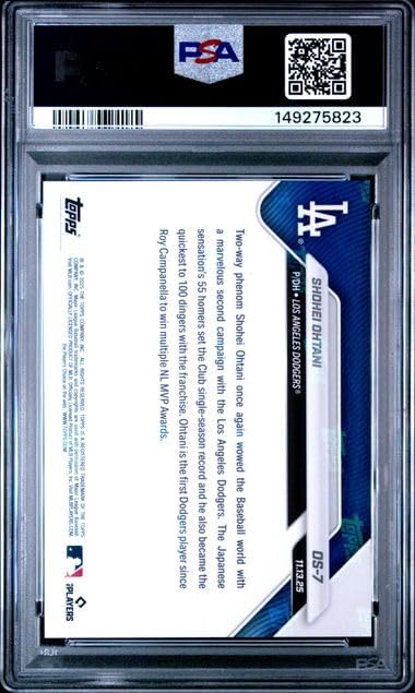 Graded Psa Gem Mint 10 Shohei Ohtani 2025 Baseball Card #OS-7 Dodgers MVP Award Winner The 4th Of His Carrer