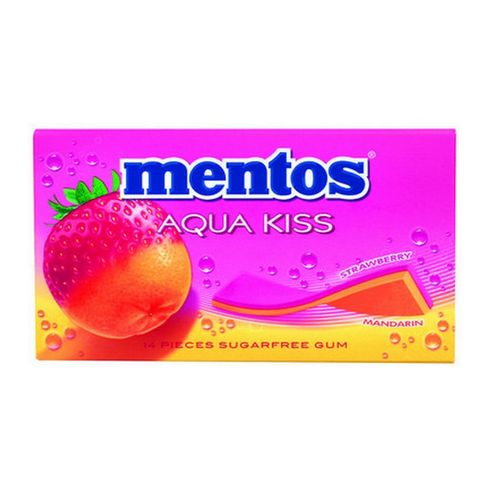 Chicles Mentos | Aqua Kiss Fresa Mandarina | Mentos Gum | 20 Pack | 520 Gram Total