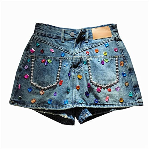 Pegsmio Falda Corta De Diamantes con Cuentas para Mujer Falda Vaquera De Línea A Falda De Cadera Adelgazante para Mujer