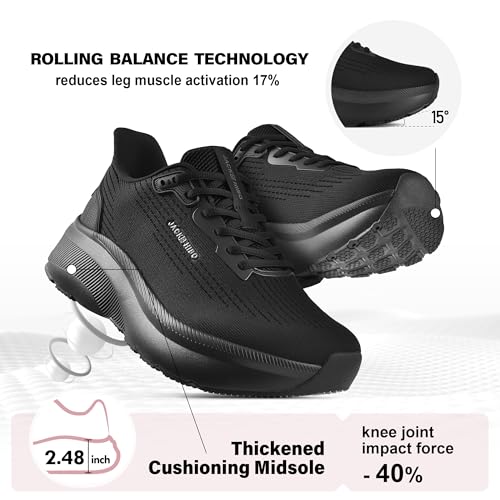Image of JACKSHIBO Wide Toe Box Shoes Women Slip on Arch Support Sneakers | Running Athletic Walking Tennis Slip in Plantar Fasciitis Orthopedic Ortho Hands Free Shoes Zero Drop Cushion Thick Sole