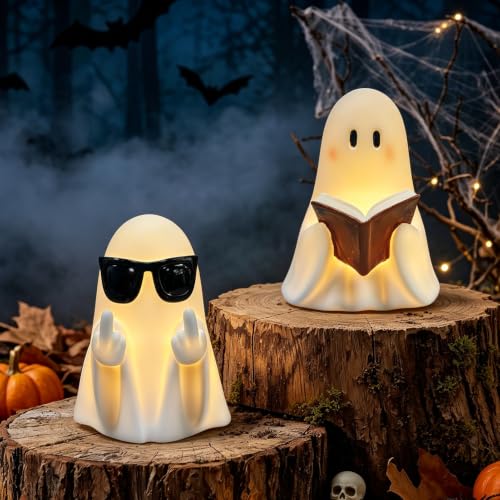 Image of Eldnacele Halloween Ghost Flameless Candles Battery Operated with 6H Timer