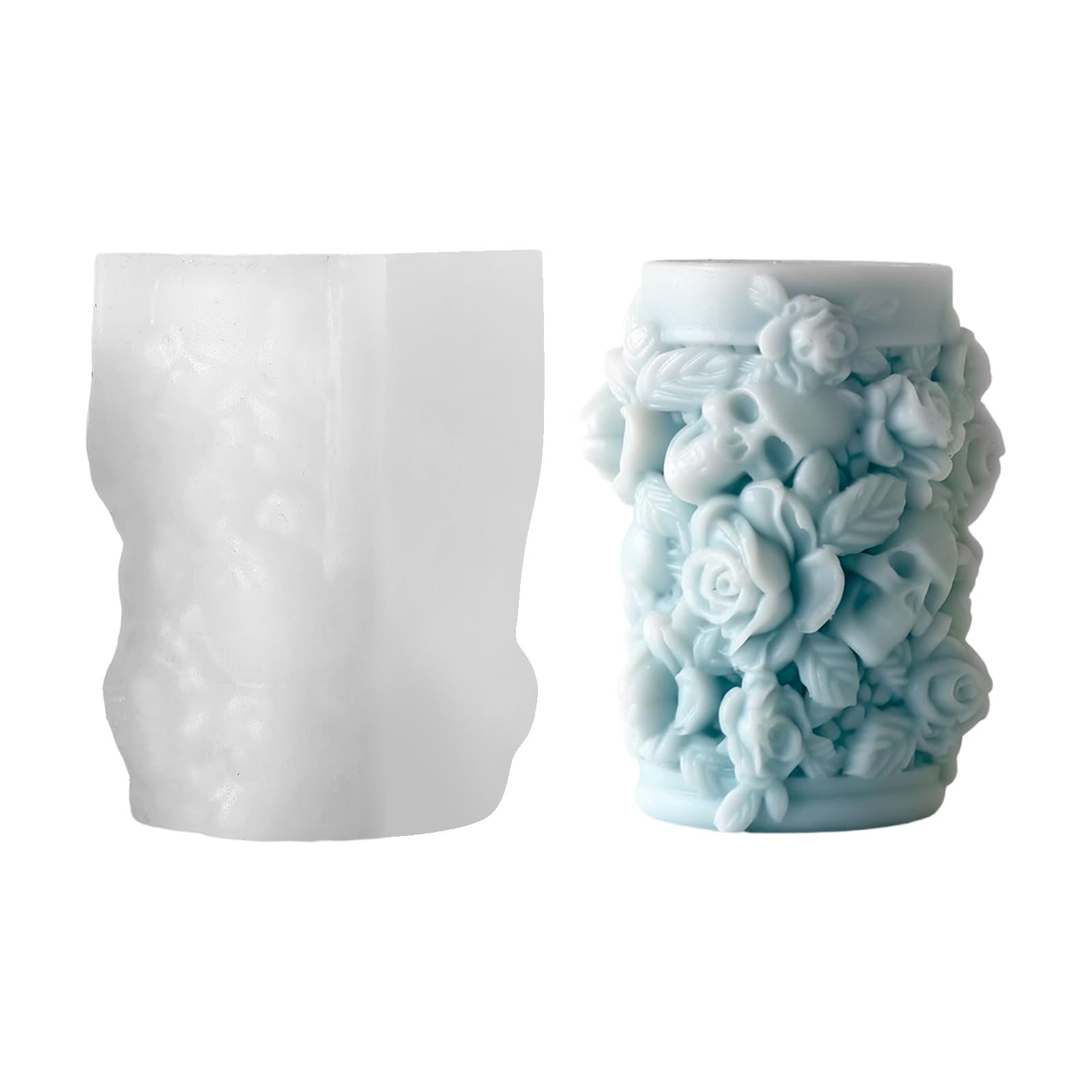 HZBB Cylinder Shape Rose Skull Safe Silicon for Craft and Enthusiasts Skull and Rose