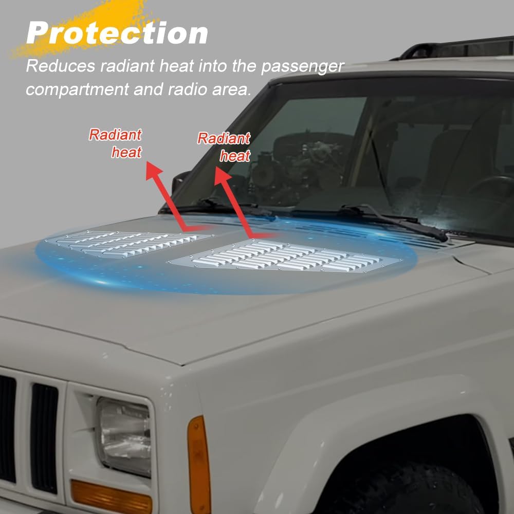 Hood Louver Cooling Hood Bolt On Vent Panels Kit Fit for Jeep XJ Cherokee 1984-2001