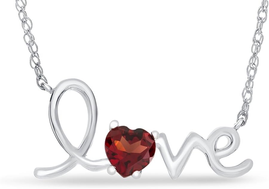 FJC Finejewelers Sterling Silver 18 Inch Love Necklace with 5mm Heart Shape Stone