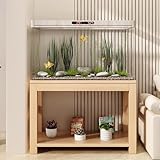 Mueble for Pecera De Madera Maciza,Estantería Espaciosa De Varios Niveles,Diseño Minimalista,Adecuado for Salones Y Oficinas(Natural Wood,27.6x15.7x24.4in)