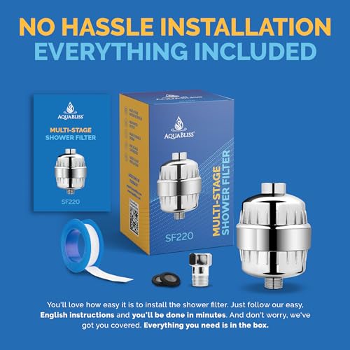 Image of AquaBliss High Output Universal Shower Filter with Replaceable Multi-Stage Filter Cartridge - Transform Itching, Eczema & Acne into Glowing Hair, Nails & Skin Fast - Chrome (SF220) (Pack of 2)