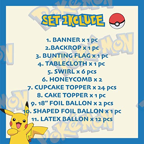 Cartoon Party Supplies Set, Supply & Party Decorations Set Include Happy Birthday Banner, Backdrop, Tablecloth, Swirls, Foil Balloons, Honeycomb, Cake Toppers, Cupcake Toppers #TOP1