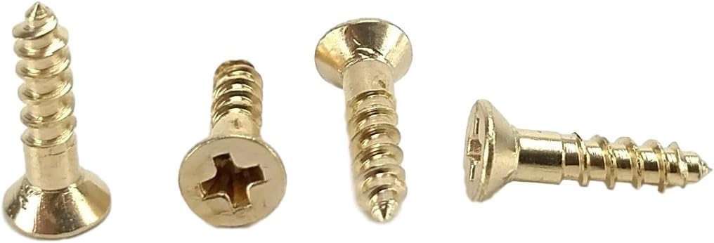 #4 x 1/2" Solid Brass Flat Head Philips Wood Screw (1/2" to 1-1/2" in Listing), 100 Pack (#4 x 1/2")