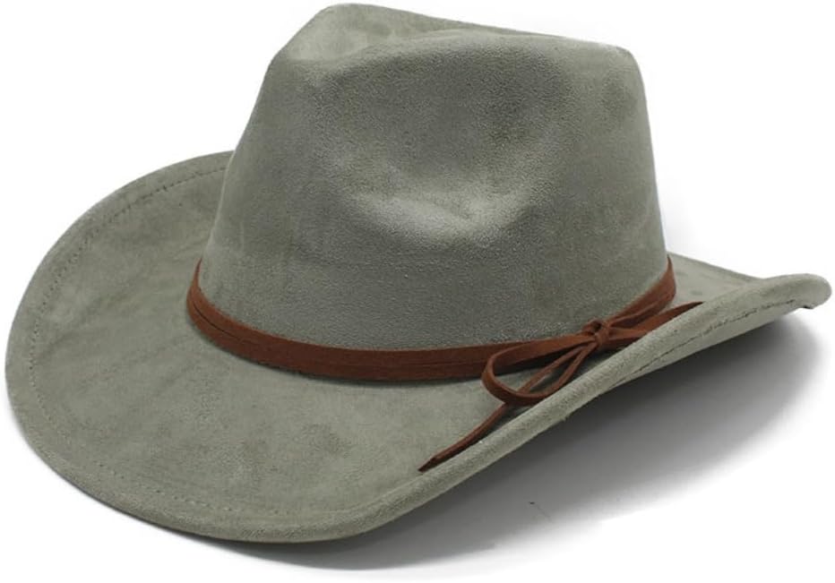 Brown Western Cowboy Hat, Felt Material, Wide Brim, Classic Style with Leather Band, Adult