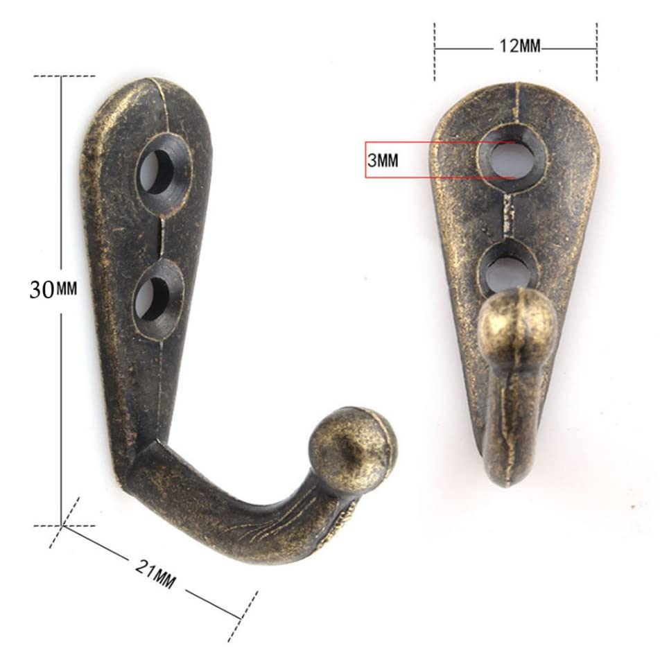 6x Vintage Doppelhaken Aus Metall – Wandmontiert Für Handtücher, Schlüssel & Deko (Gold)