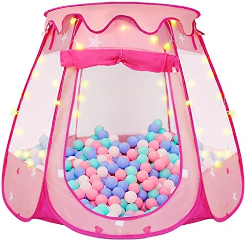 Pop Up Princess Tent with Star Lights, ZUOSEN Toys for 1,2,3 Year Old Girl Birthday Gifts, Easy to Fold and Carry Kids Play Tent with Portable Bag,Suitable for Kids Ball Pit Girls Toys Indoor Outdoor