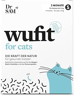 Dr. SAM wufit Cats Worm Treatment Secondary Tablets for Cats, 100% Plant-Based, to Support Natural Gastrointestinal Function, for Cats Under 5 kg (3 Month Pack) product image