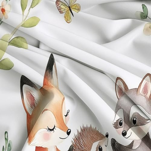 Parure de lit 240x220 réversible blanche imprimé animaux sylvestres