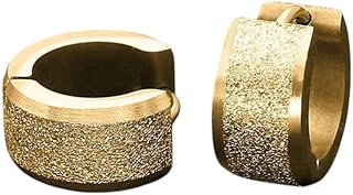 اقراط حلقية من الستانلس ستيل المطلي بالذهب عيار 14 قيراط، نسيج بلوري، قطر 16 ملم، للنساء