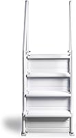 Vista 5 de Poolzilla Escalera de piscina premium para piscinas sobre el suelo, escalera montada en cubierta con pasamanos dobles, para piscinas sobre el suelo