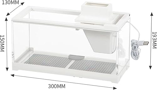 Miniatura 4 de Generic Tanque de peces de escritorio blanco con filtración de agua Cuenco de peces de acuario para oficina, escritorio, hogar, con bomba de agua
