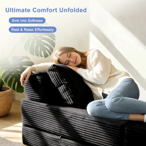Image of Sectional Cloud Couch, Folding Sofa Bed with Pillow, Fold Out Sleeper Chair