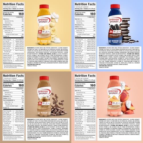 Image of Premier Protein Shake, Variety Pack (8 Flavors, 2 of Each), 30g Protein, No Added Sugar, 24 Vitamins & Minerals, 11.5 fl oz Bottles (16 Pack)