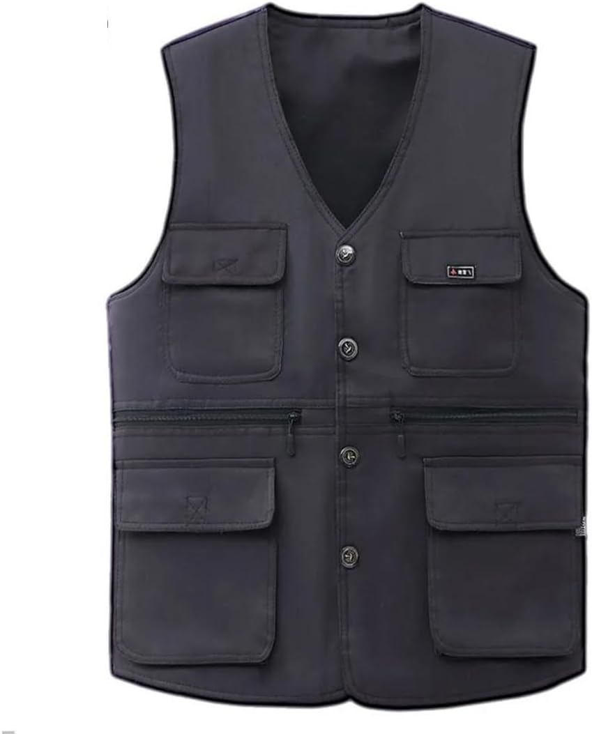 Men Vest Multi Pocket Mesh Photographer Work Sleeveless Waistcoat