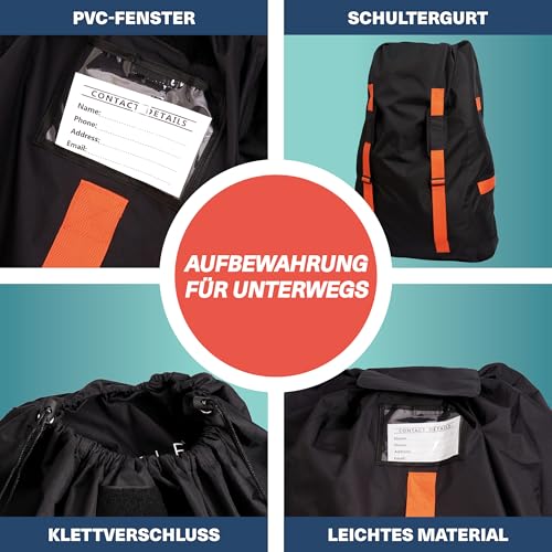 Bramble – XL-Kinderwagentasche fürs Flugzeug – Extra große Kinderwagentasche für Flugreisen – Wasserabweisende Doppel-Kinderwagen-Abdeckung für die Gate-Kontrolle (Schwarz)