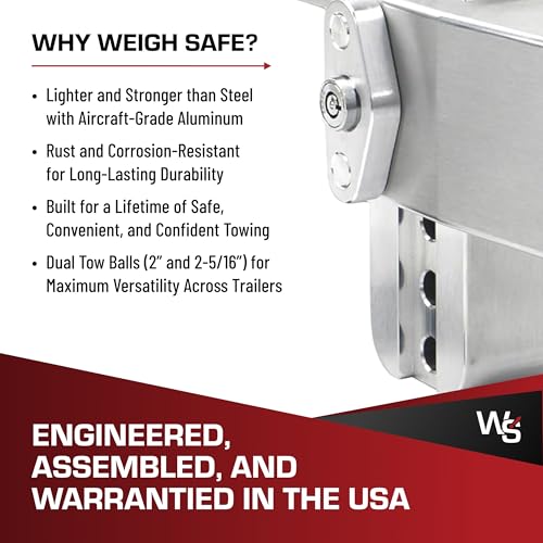 Weigh Safe Adjustable Trailer Hitch Ball Mount - 4" Adjustable Drop Hitch for 2.5" Receiver - Premium Heavy Duty Aluminum Trailer Tow Hitch w/ Stainless Steel Tow Balls (2" & 2 5/16") - 18,500 lbs GTW