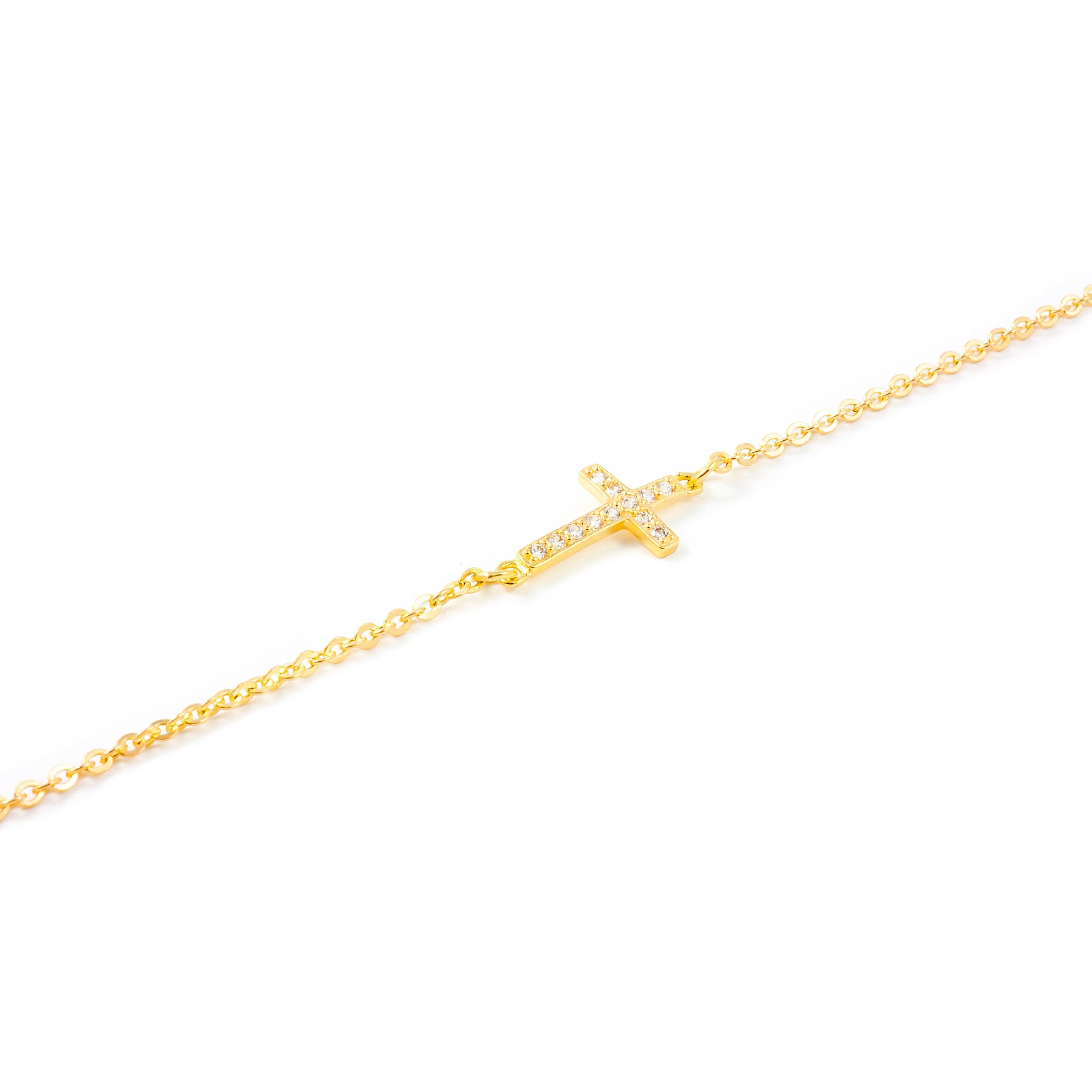 Monde Petit Bracciale croce orizzontale - oro giallo 18k (750) - Scatola Regalo - Certificato di garanzia